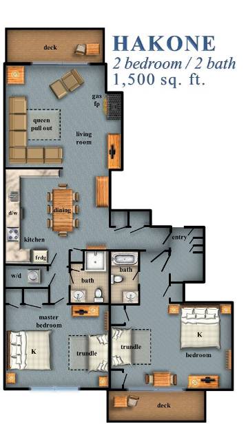 Hakone Two Bedroom Floor Plan